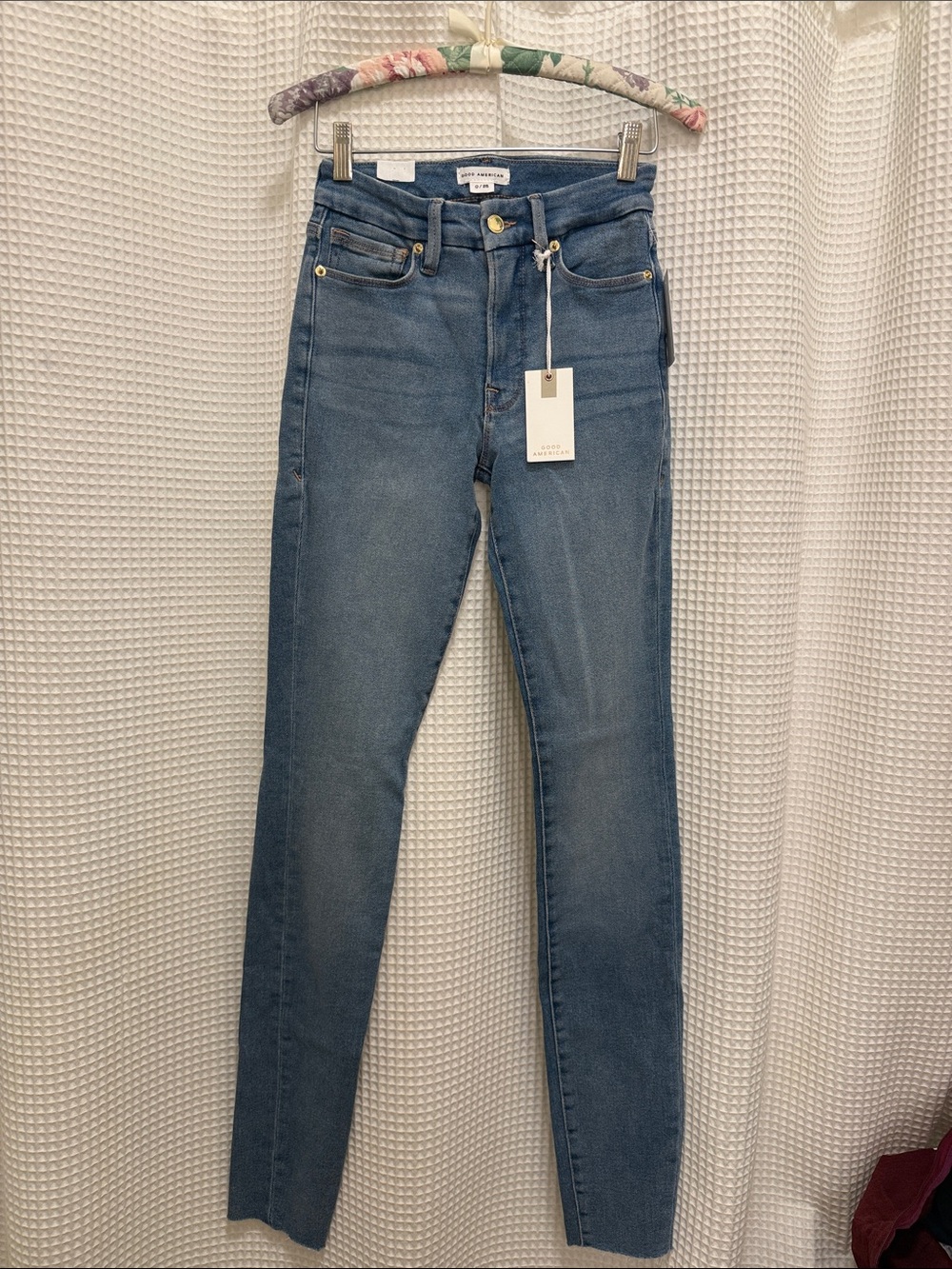 Good American High-Rise Skinny Blue Jeans, Gap-Proof, NWT size 0